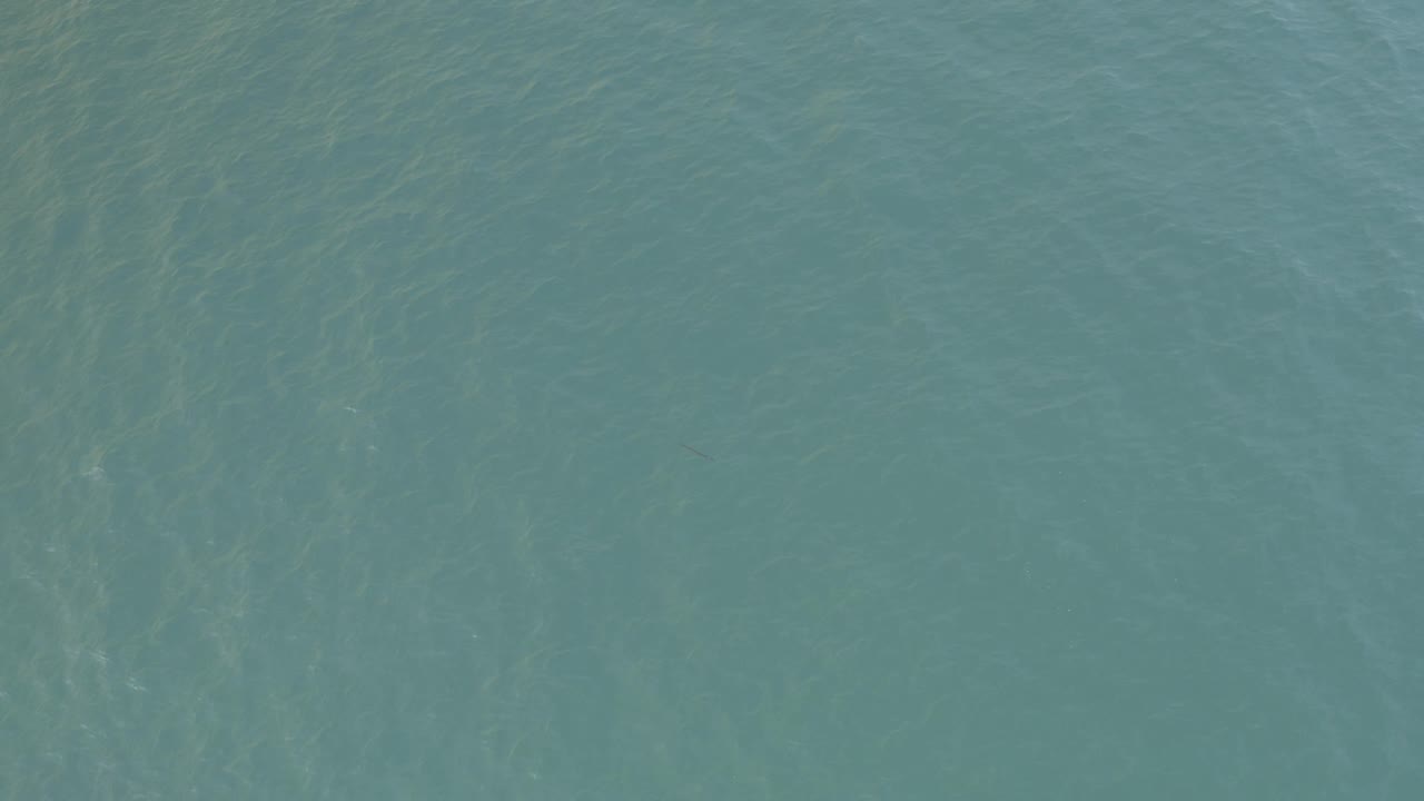 Mid-clip frame of blue-green ocean water in Baja California Sur, Mexico, with pale submerged light bands and no visible people.