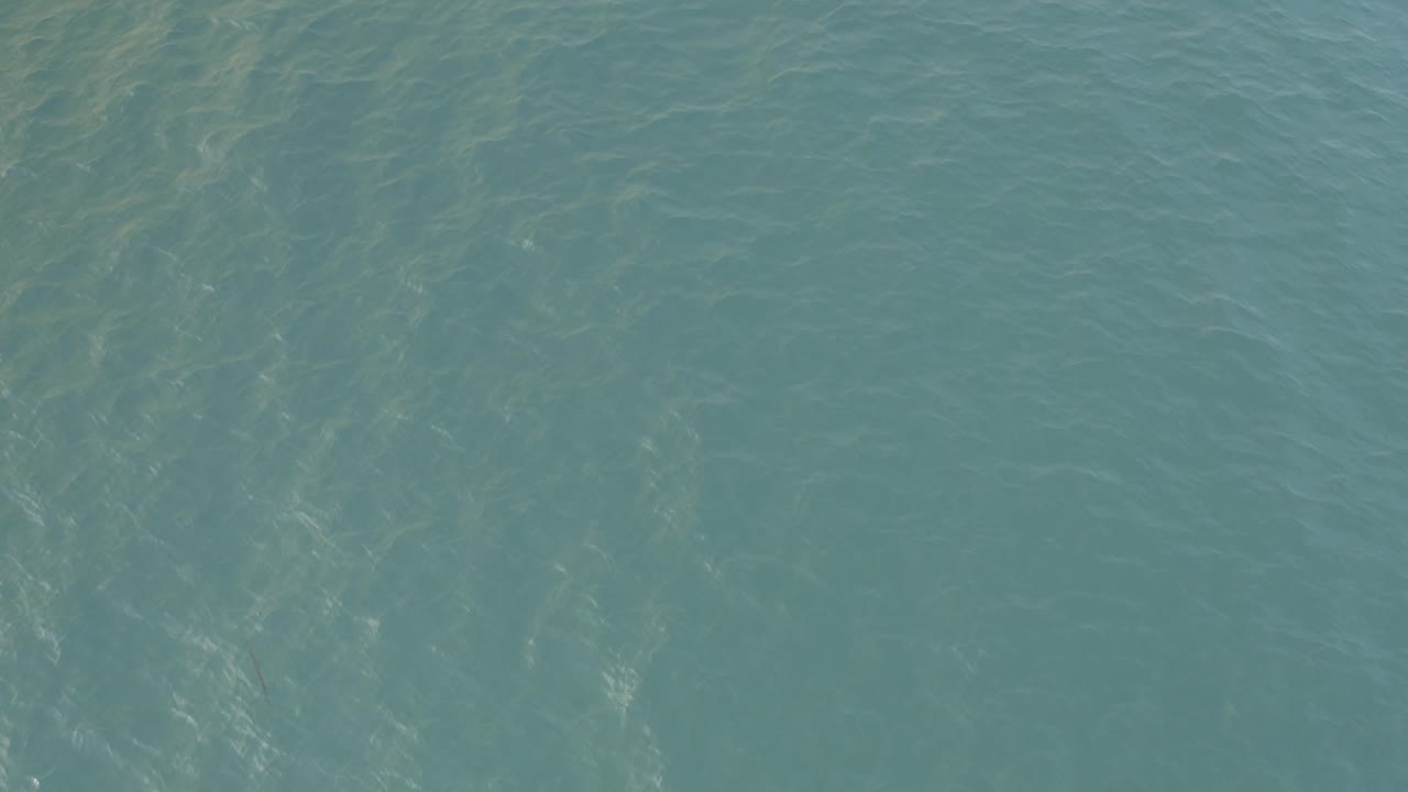 Sea-green Baja California Sur water fills the frame, with diffuse shallow shapes under the ripples and no visible people.