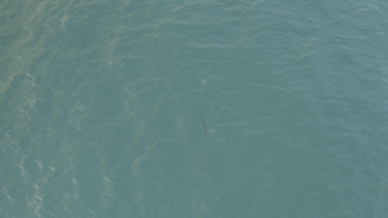 Aerial ocean surface with faint light bands