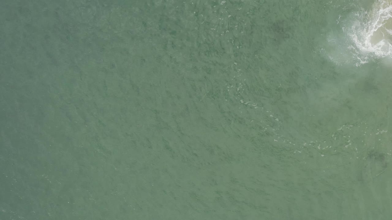 Aerial view of Baja California Sur water with a brighter foam swirl near the upper center, gray-green surface variation, and no visible people.