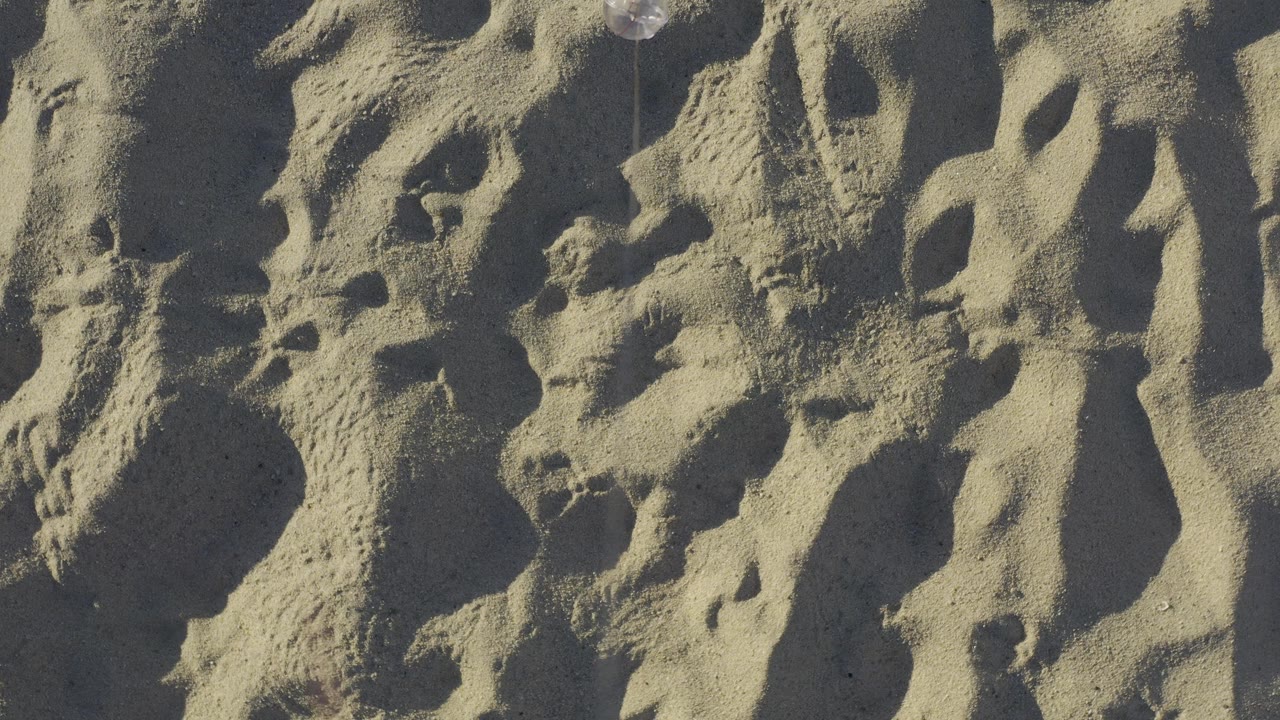Close view of rippled tan sand in Baja California Sur, Mexico, with hard side light and no visible people.