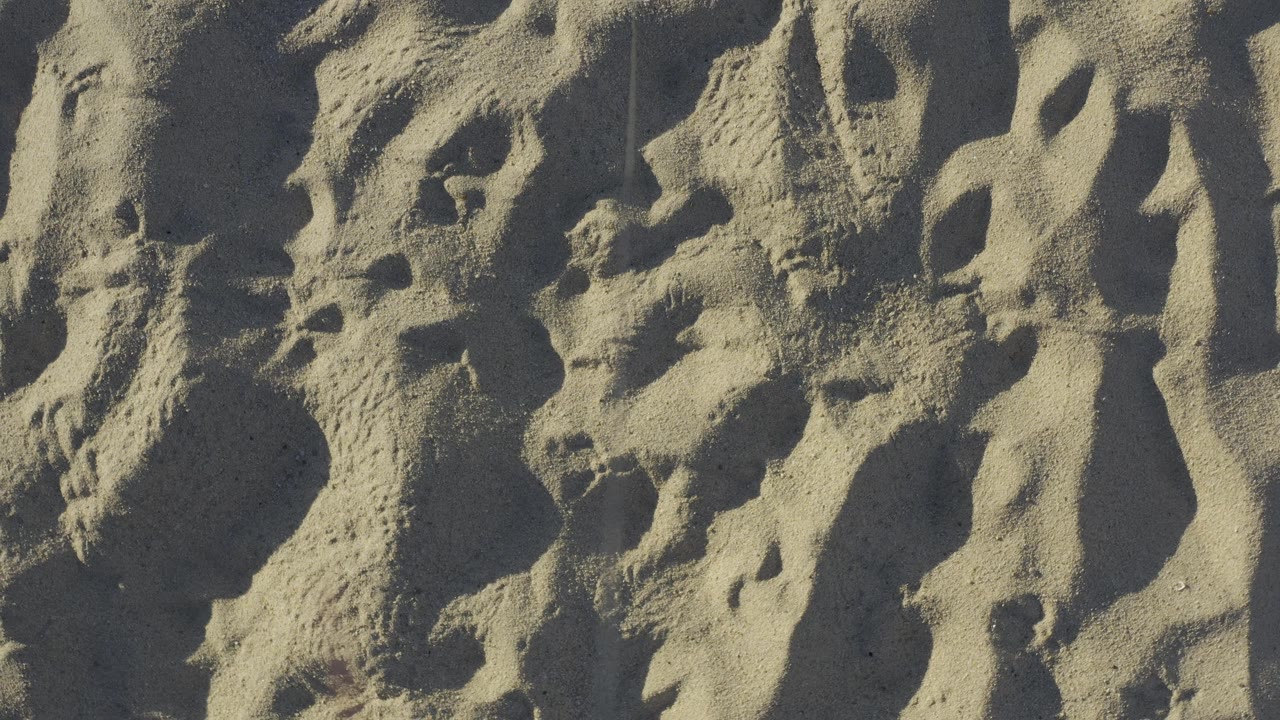 Close sand surface in Baja California Sur, Mexico, with curved ridges, strong dark shadows, and no visible people.