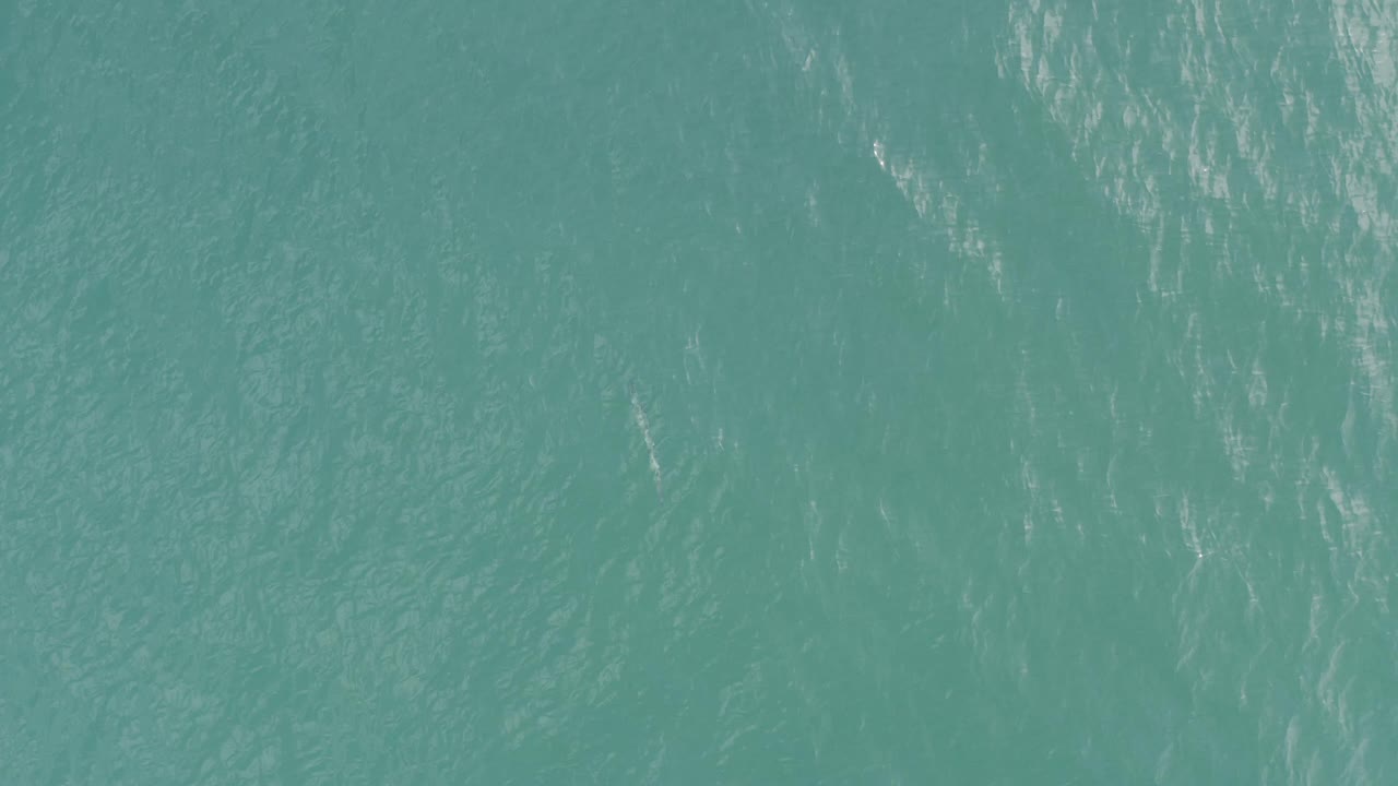 Aerial water-only frame from Baja California Sur, Mexico, with calm ripples, muted turquoise color, and no visible people.