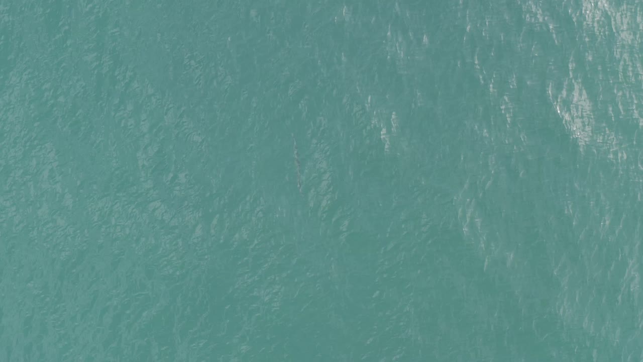 Teal sea surface fills the frame in Baja California Sur, Mexico, with wind-made ripples and scattered pale streaks, no visible people.