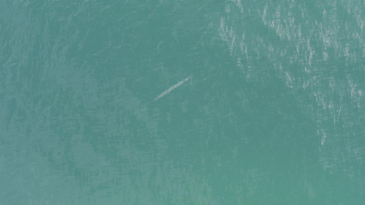 The floating object remains isolated in rippled turquoise ocean water in Baja California Sur, Mexico, with brighter streaks of reflected light and no visible people.