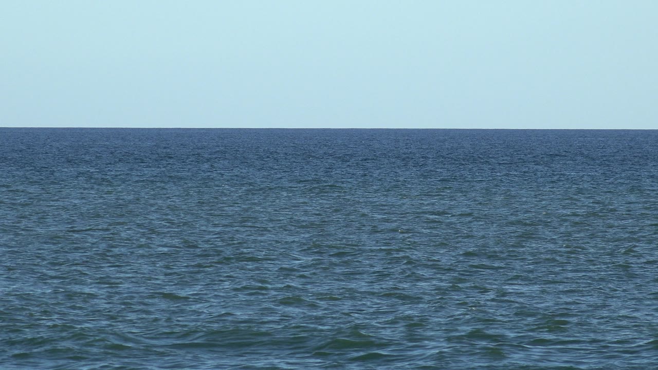 Blue-green ocean surface beneath clear sky.