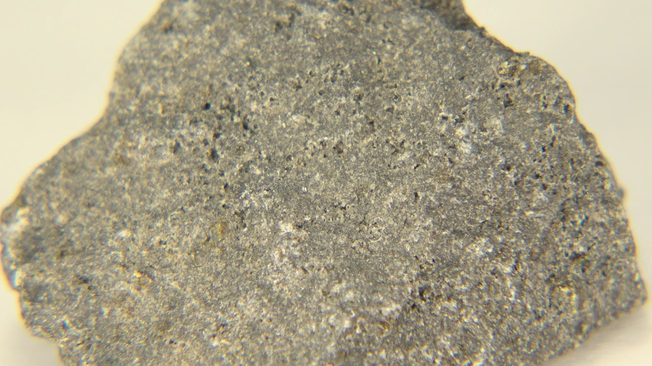 Gray mineral rock seen close up on a pale surface in Westminster, Colorado, with its broad rough face centered and no visible people.