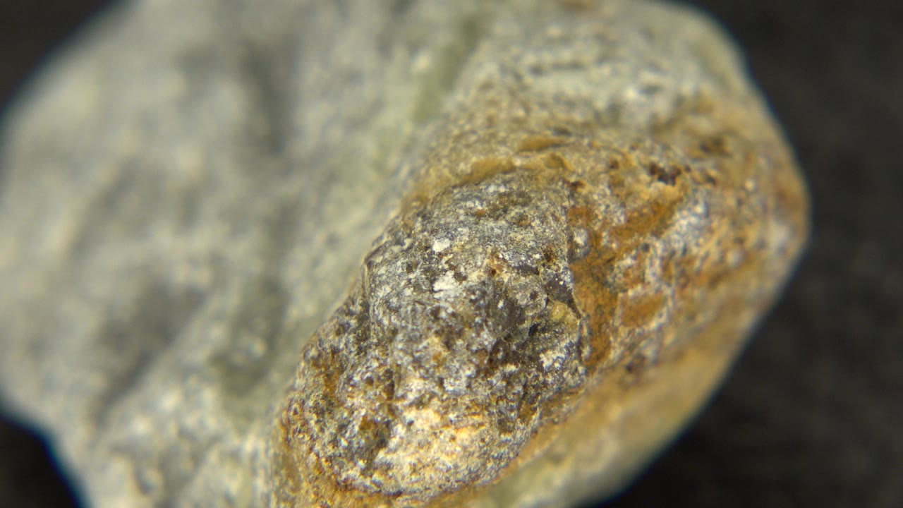 At 0:00, a gray and white speckled rock from the Westminster, Colorado clip fills the close-up frame with tan patches near the right edge and no visible people.