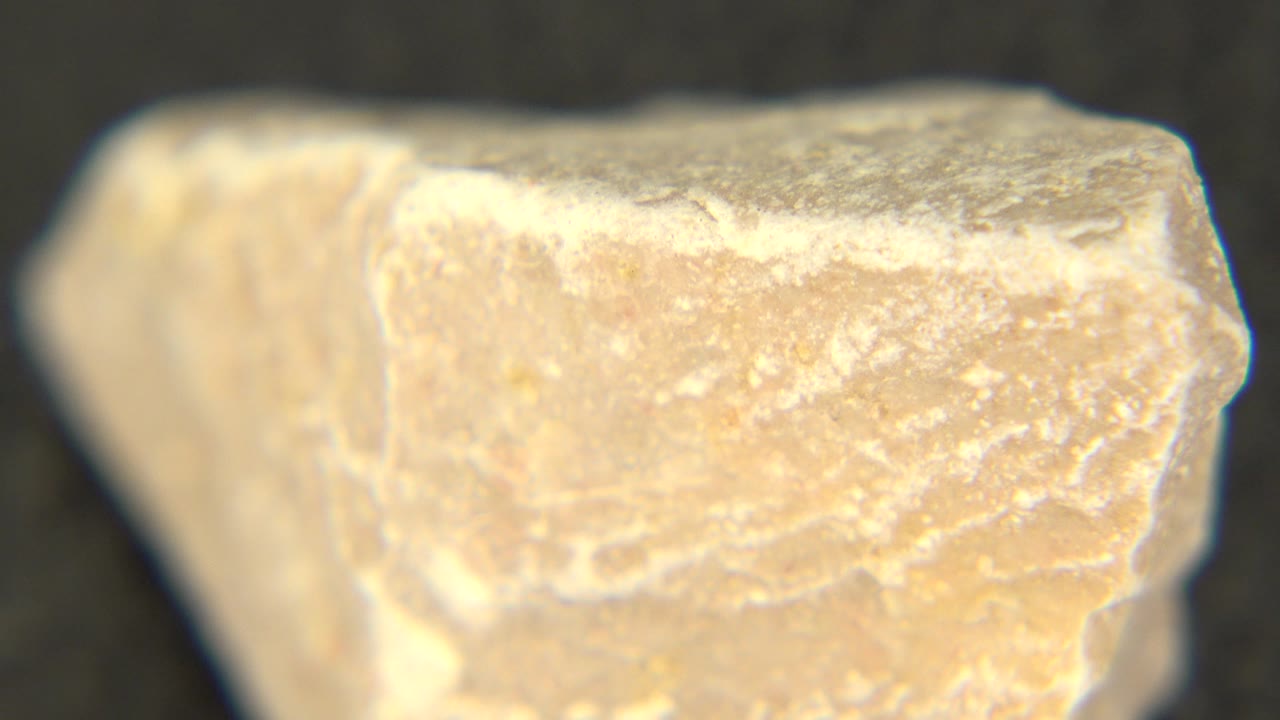 A pale tan rough rock edge fills the frame in Westminster, Colorado, with a dark blurred background and no visible people.