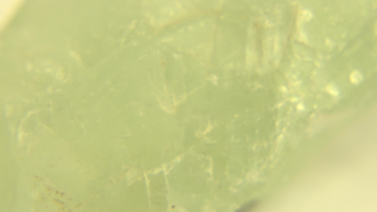 Green gemstone detail with blurred pale areas.