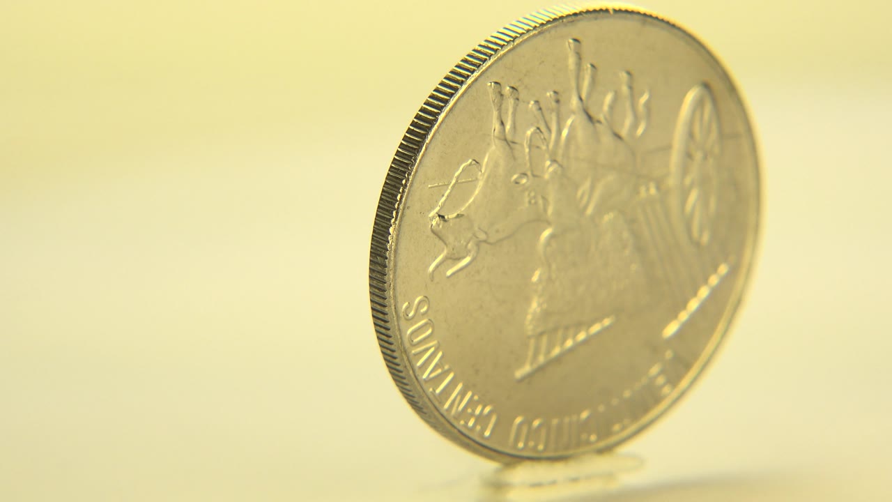 Silver coin angled with more of its face visible.