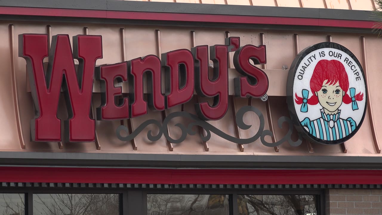 Wendy's sign over storefront windows
