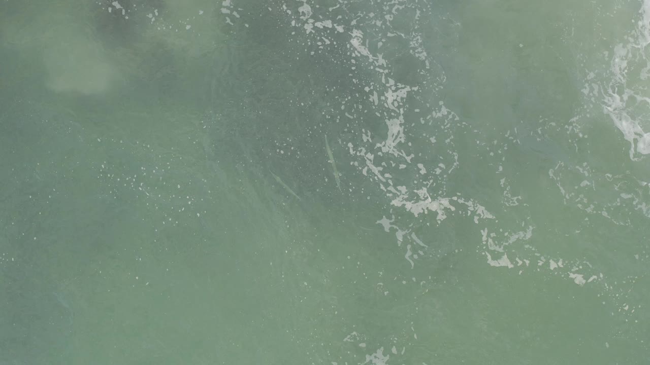 Murky green ocean surface with white foam streaks