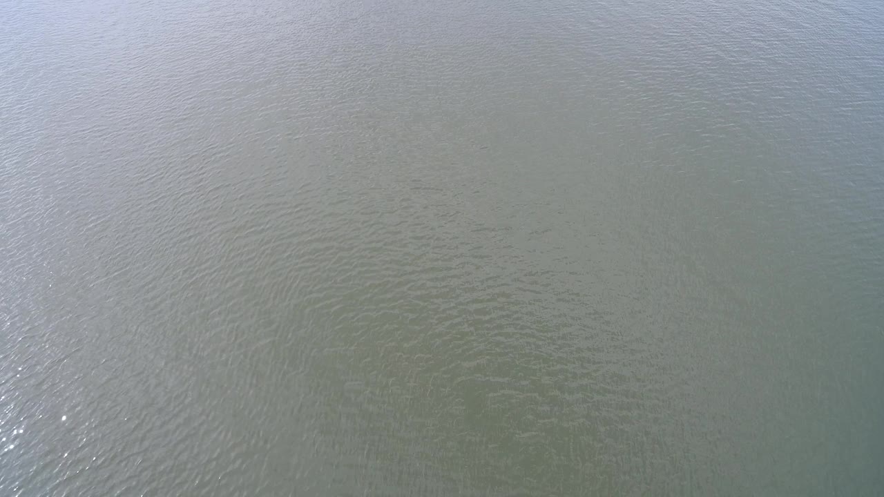 Green-gray lake surface with shimmering highlights.