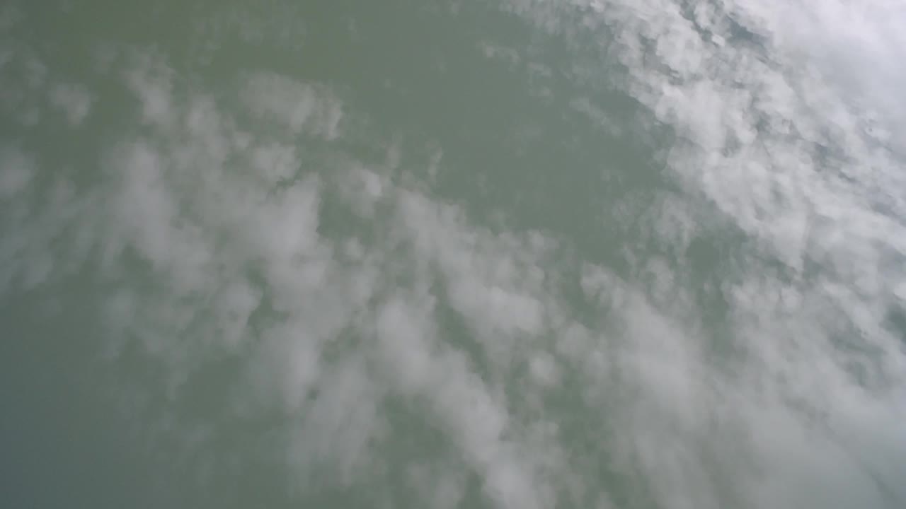 Soft gray-white clouds over a muted green-gray sky field.