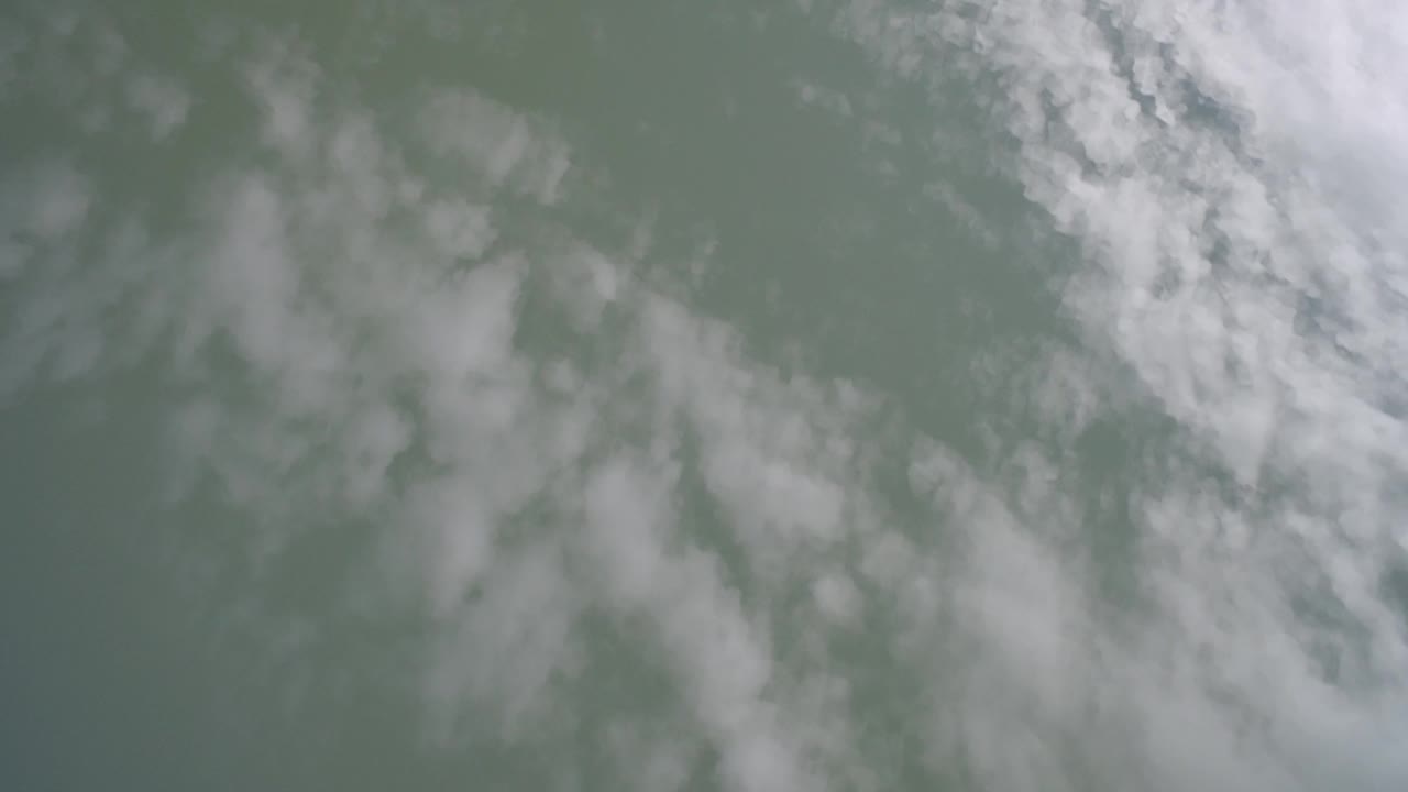 At 0:00, soft gray-white cloud bands fill the Hidden Lake, Colorado sky frame against a muted green-gray cast, with no visible people.