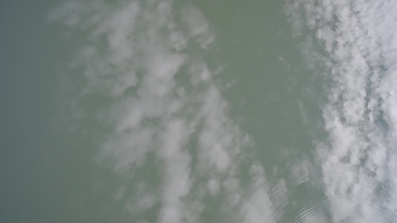 Cloud reflections on green-gray rippled water