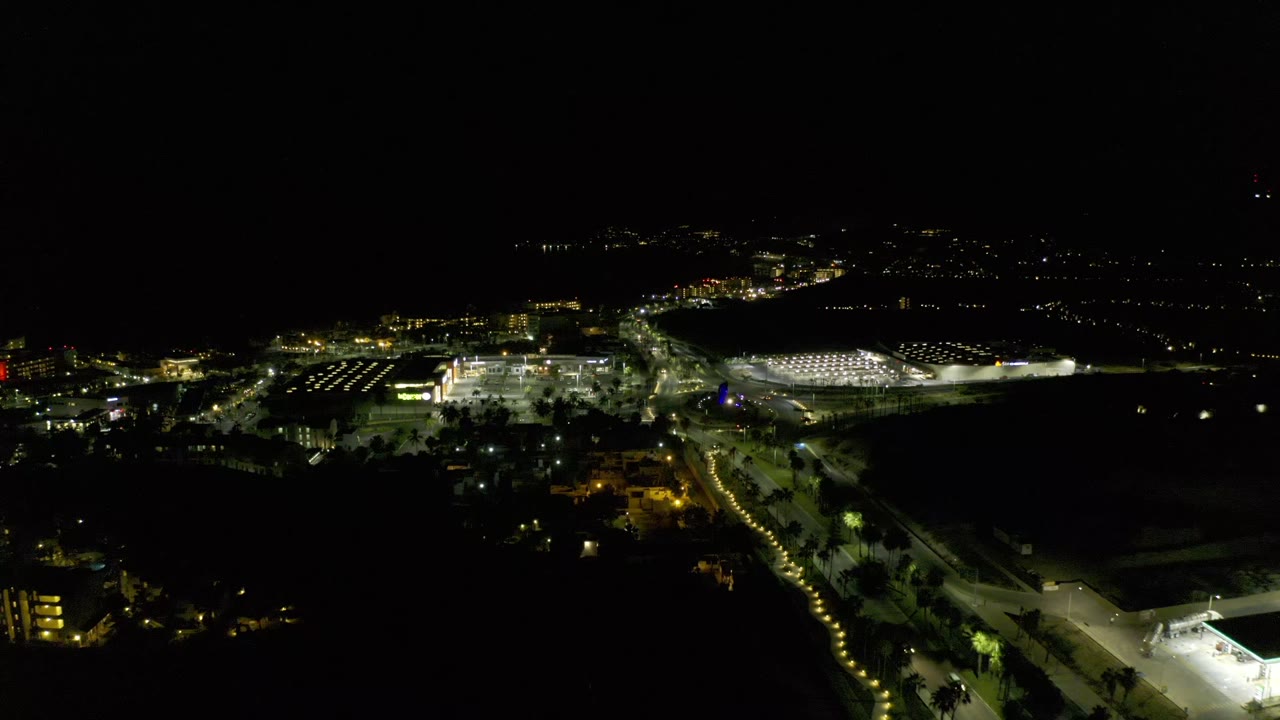 Night highway area with scattered city lights