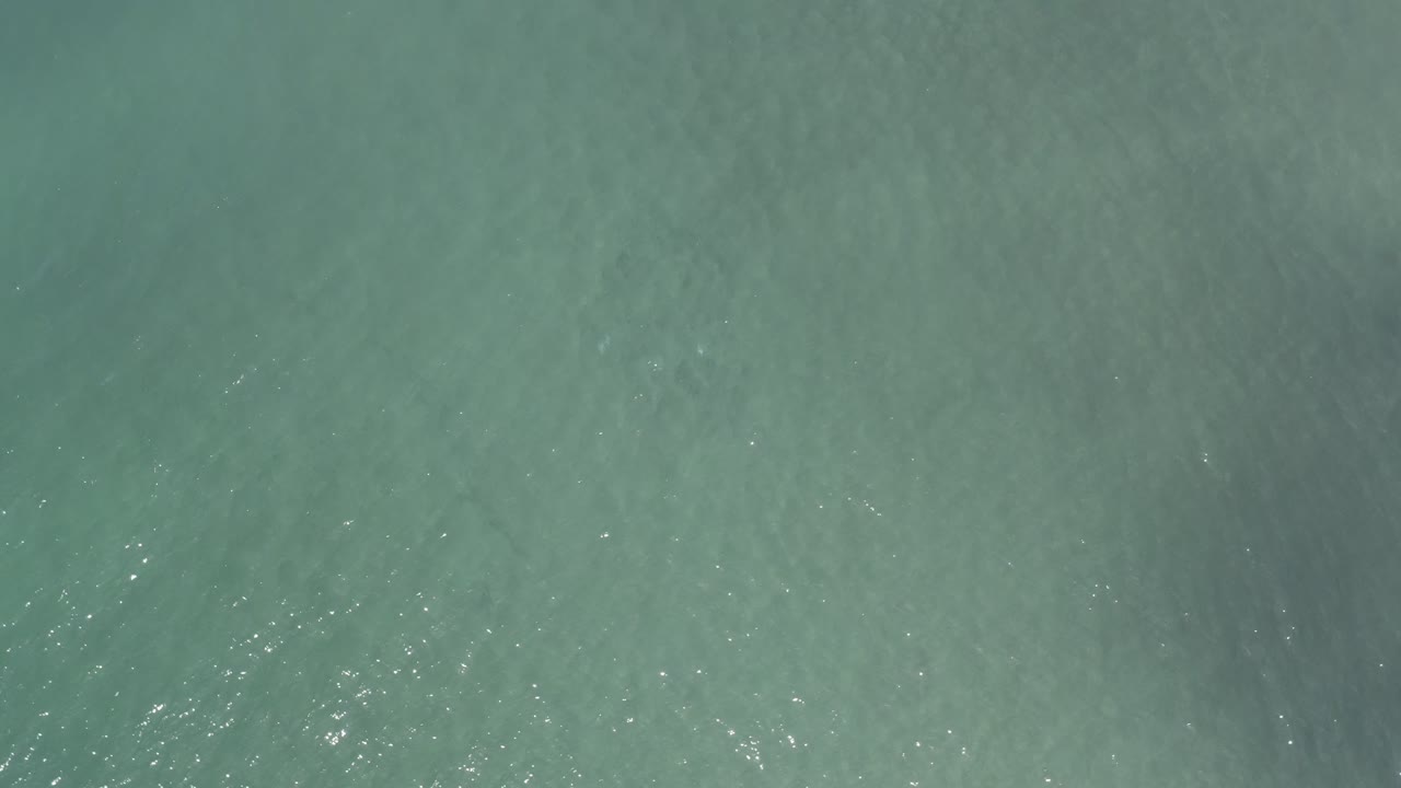 Overhead view of green-blue water in Los Cabos, Mexico, with faint streaking waves and no visible people.