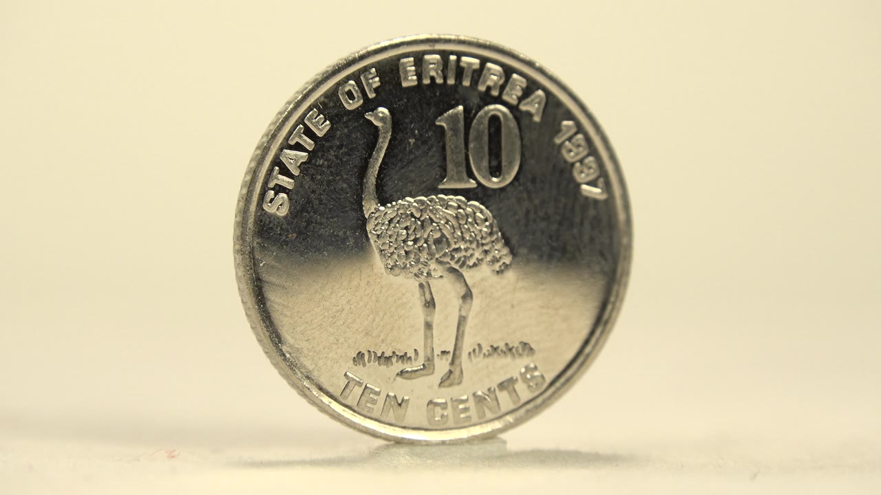 Ten cent coin face fills the frame in close-up.