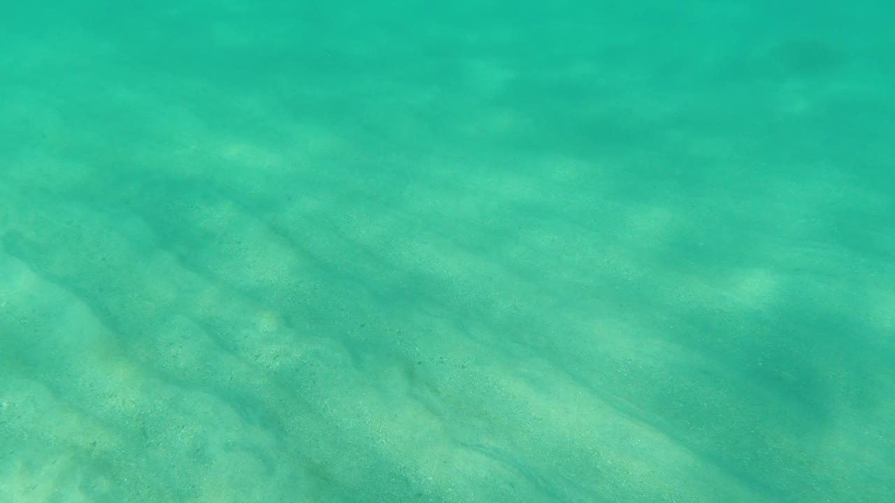 Turquoise shallow water covers pale sand in Los Cabos, Mexico, with soft underwater texture and no visible people.