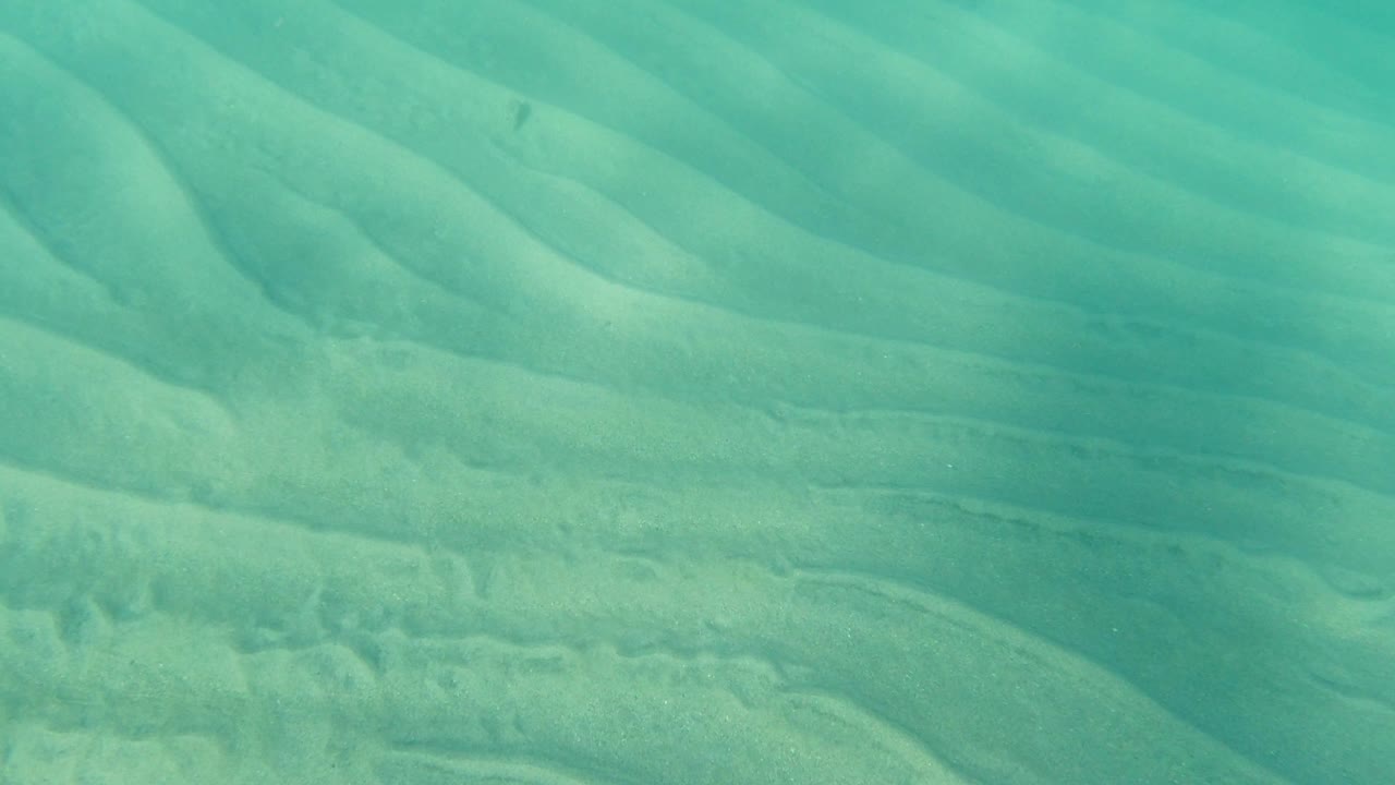 Clear water above pale sand ripples