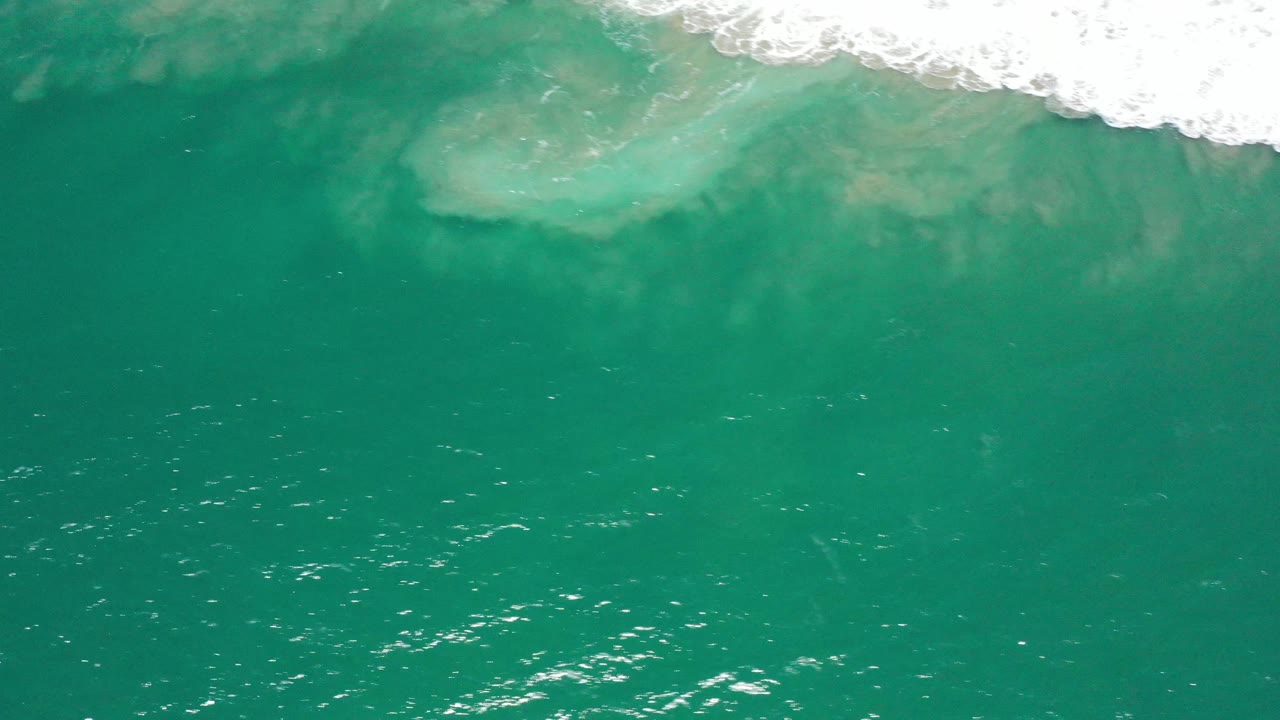 Open turquoise water below a band of white breaking surf