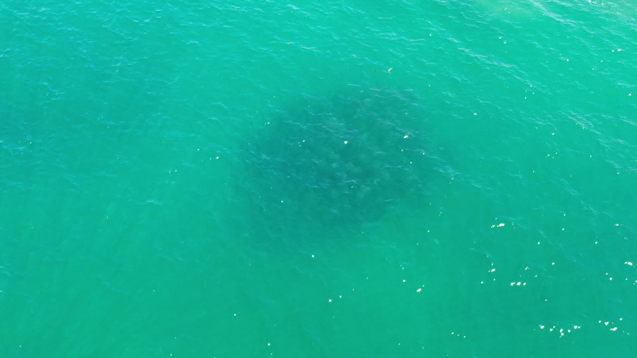 Turquoise ocean surface seen from directly above