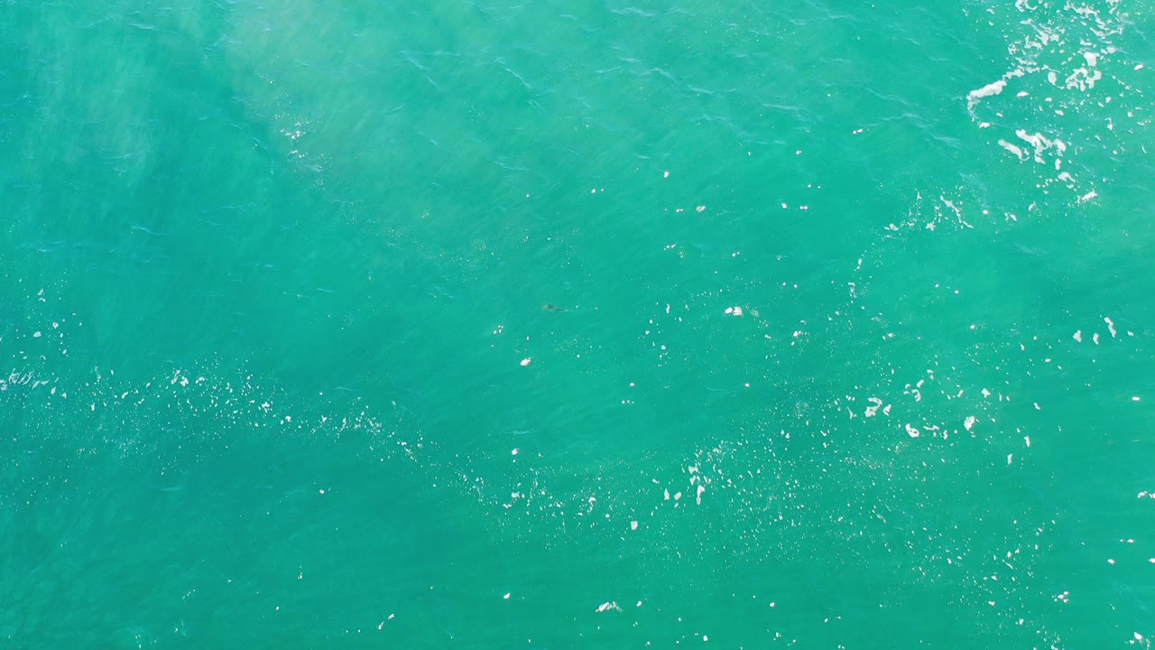 Opening overhead frame of cyan ocean water in Los Cabos, Mexico, with scattered white reflections and no visible people.