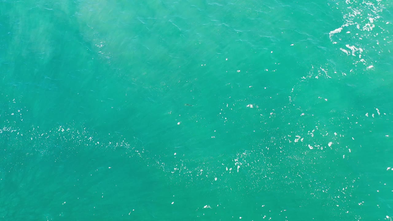 Overhead Los Cabos ocean frame with teal water, faint darker areas below the surface, and no visible people.