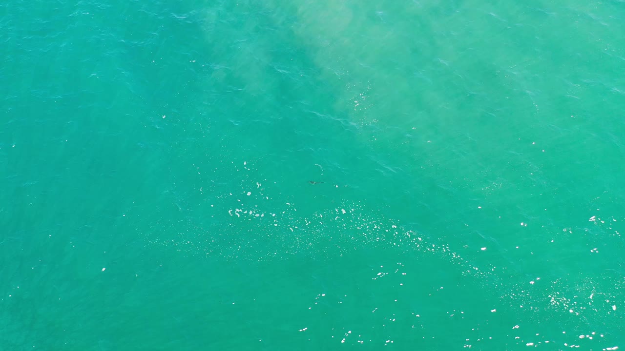 Overhead Los Cabos seawater frame with pale cloudy areas beneath the surface, small sparkle highlights, and no visible people.