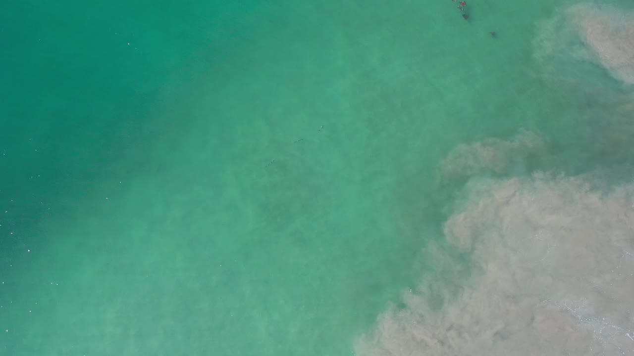 Green ocean water with pale wash in the lower right corner.