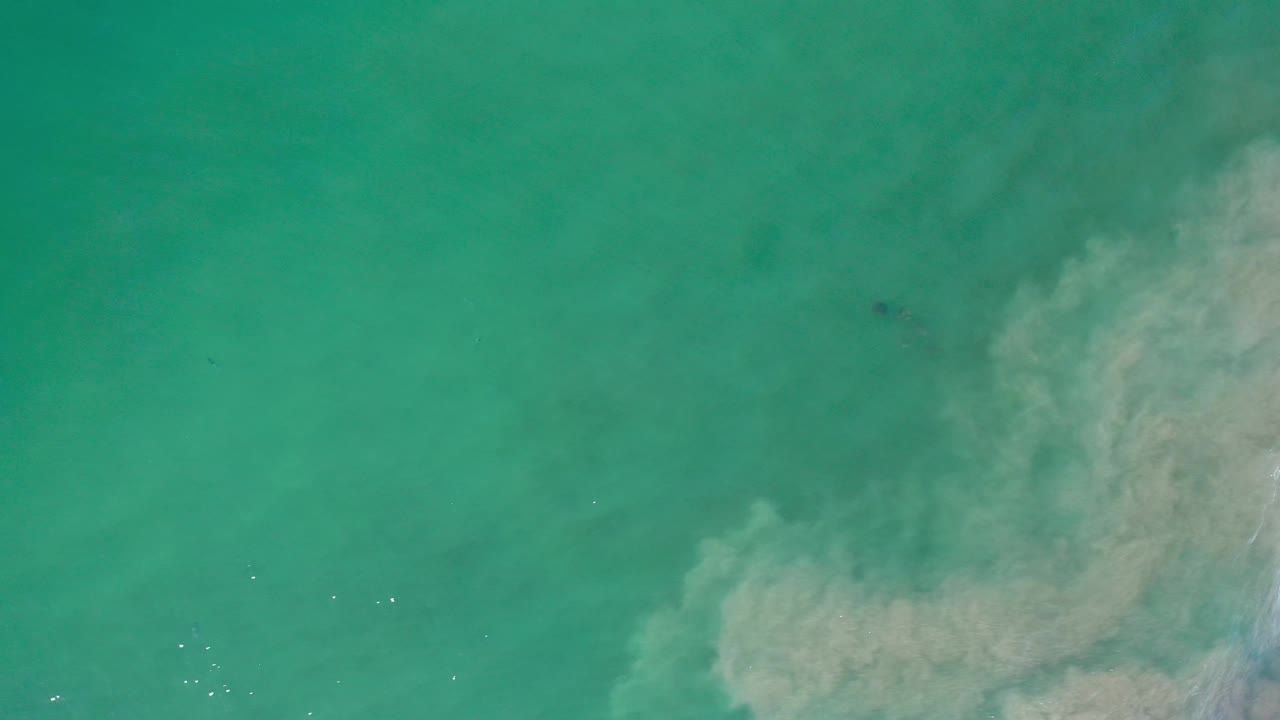 Aqua water with pale cloudy surf-like texture on the right.