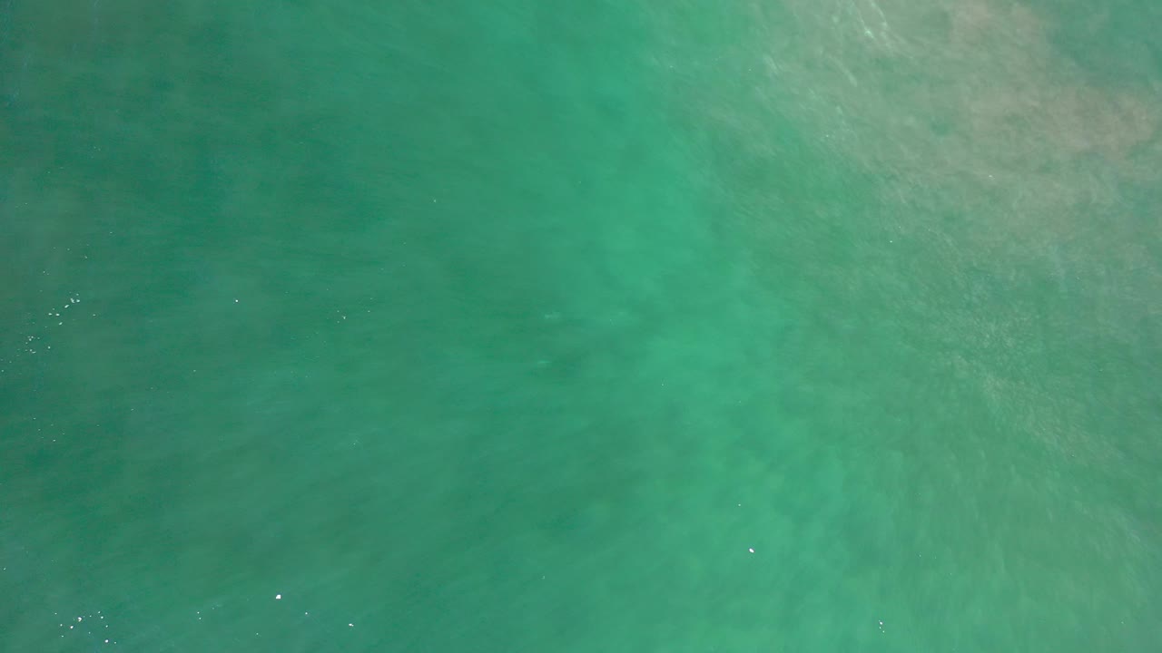 Turquoise water filling the frame with a few small white surface highlights.