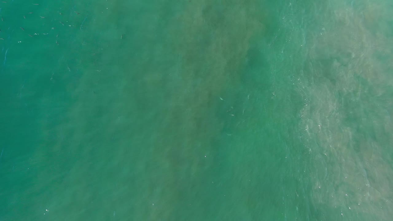 Overhead Los Cabos ocean frame showing green-blue water, faint surface texture, and no visible people.