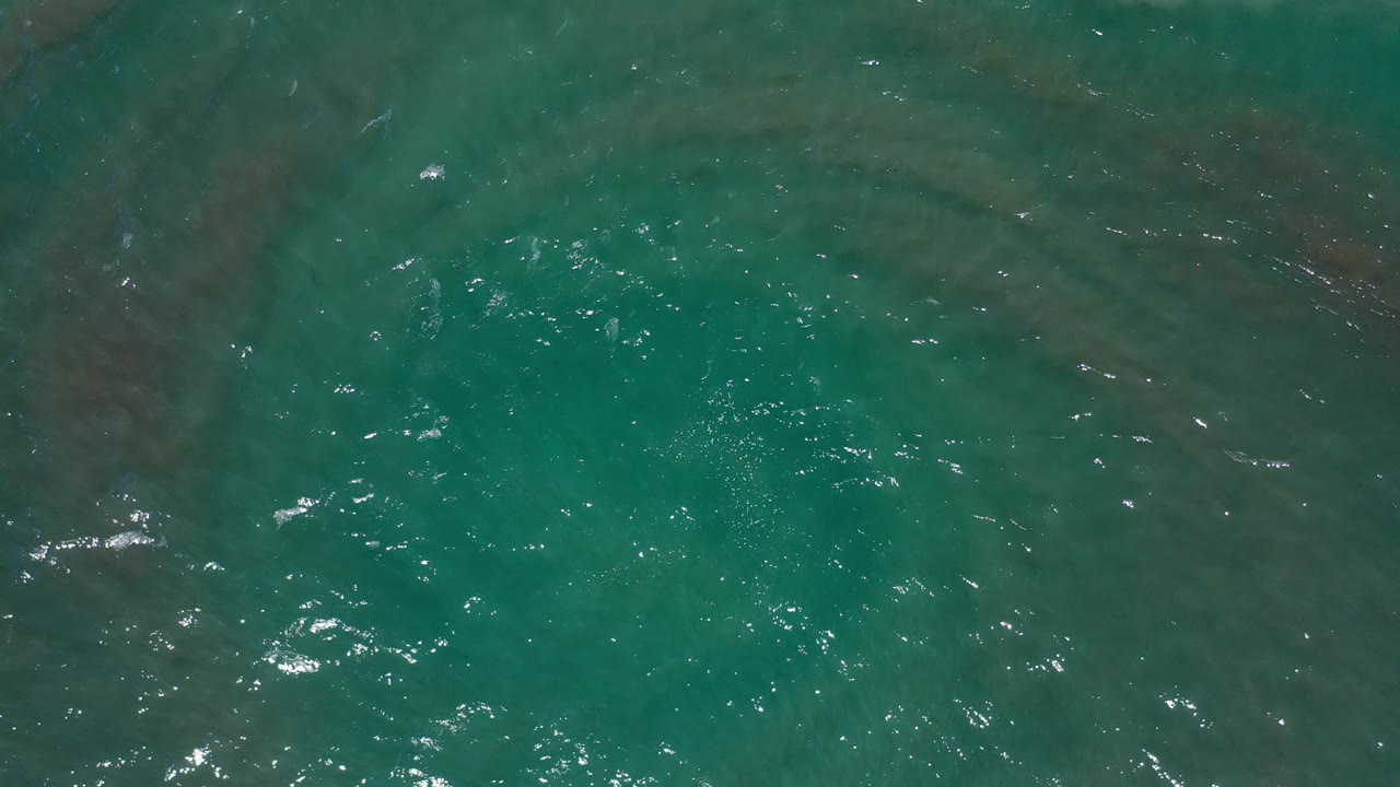 Green sea viewed from above with scattered wave sparkle.