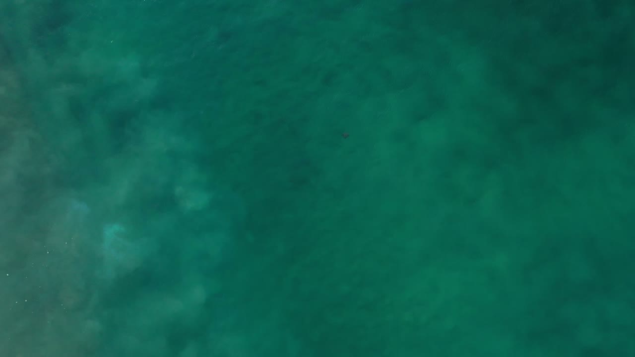 Teal water in Los Cabos appears as a full-frame abstract surface, with cloudy darker shapes and no visible people.