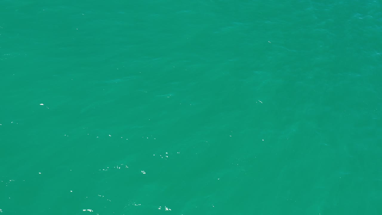 Green-turquoise seawater in Los Cabos fills the frame at the start of the clip, with small white sunlight glints and no visible people.