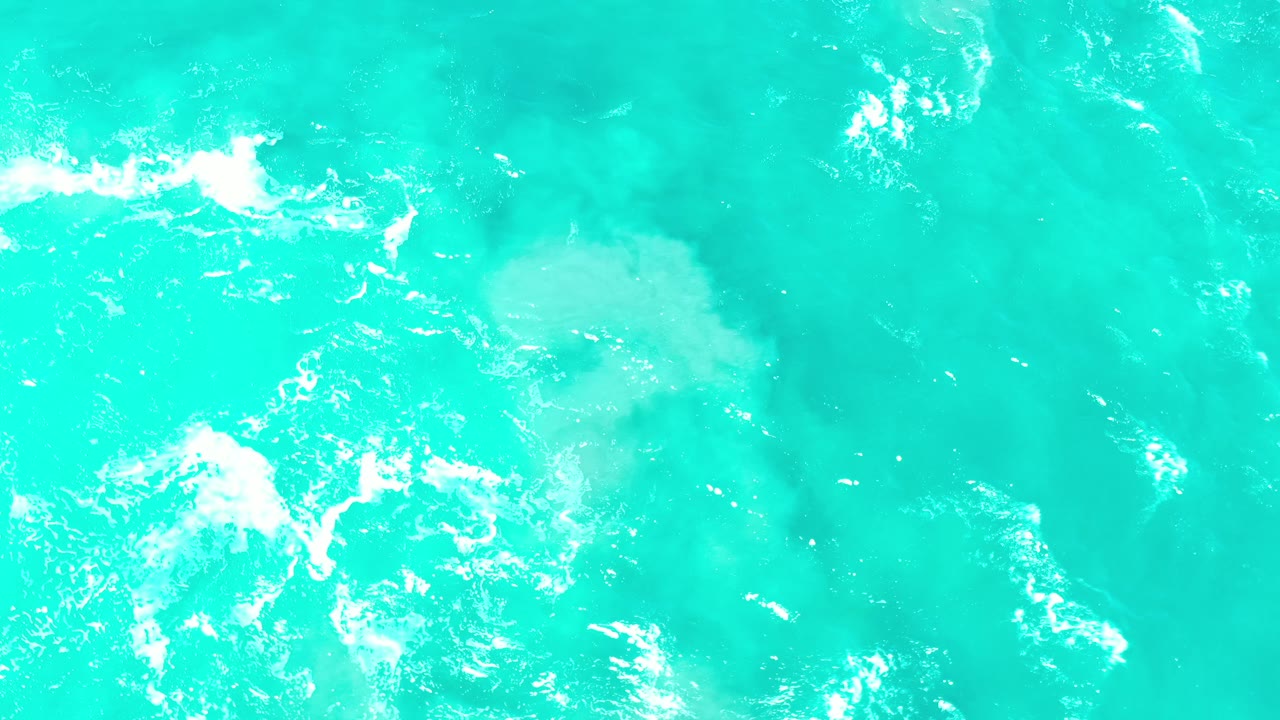 Blue-green ocean surface with broken white foam.