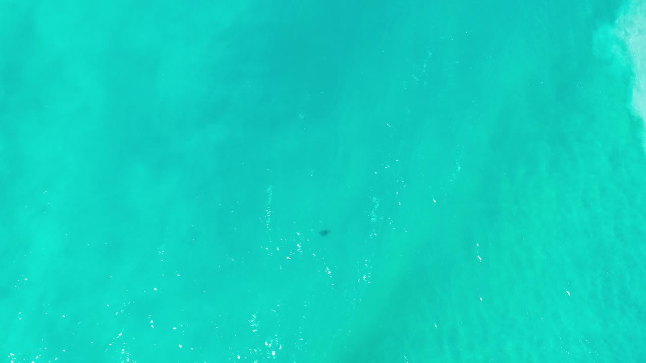 Overhead view of green-turquoise sea in Los Cabos, Mexico, with pale wave streaks near the upper right and no visible people.