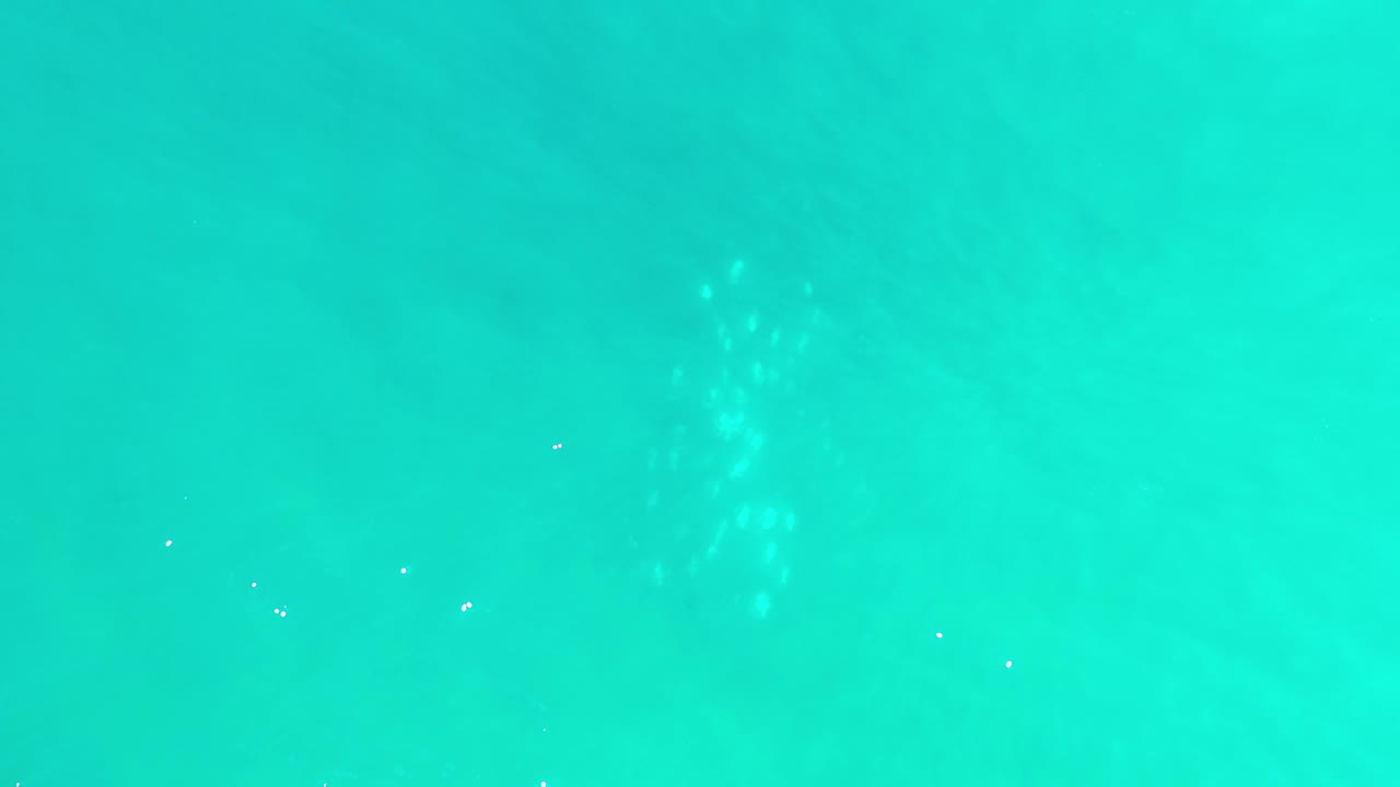 Turquoise underwater scene with faint fish and light flecks