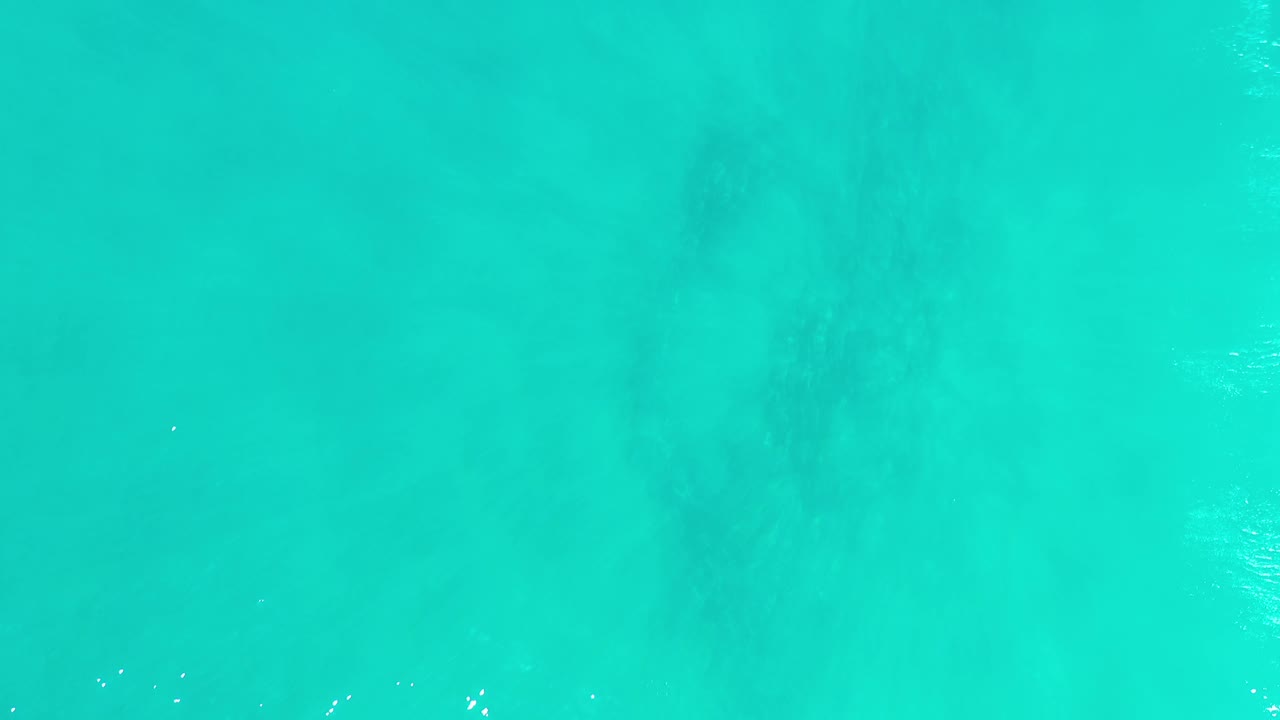 Overhead Los Cabos ocean frame with green-blue water, scattered bright flecks on the surface, and no visible people.