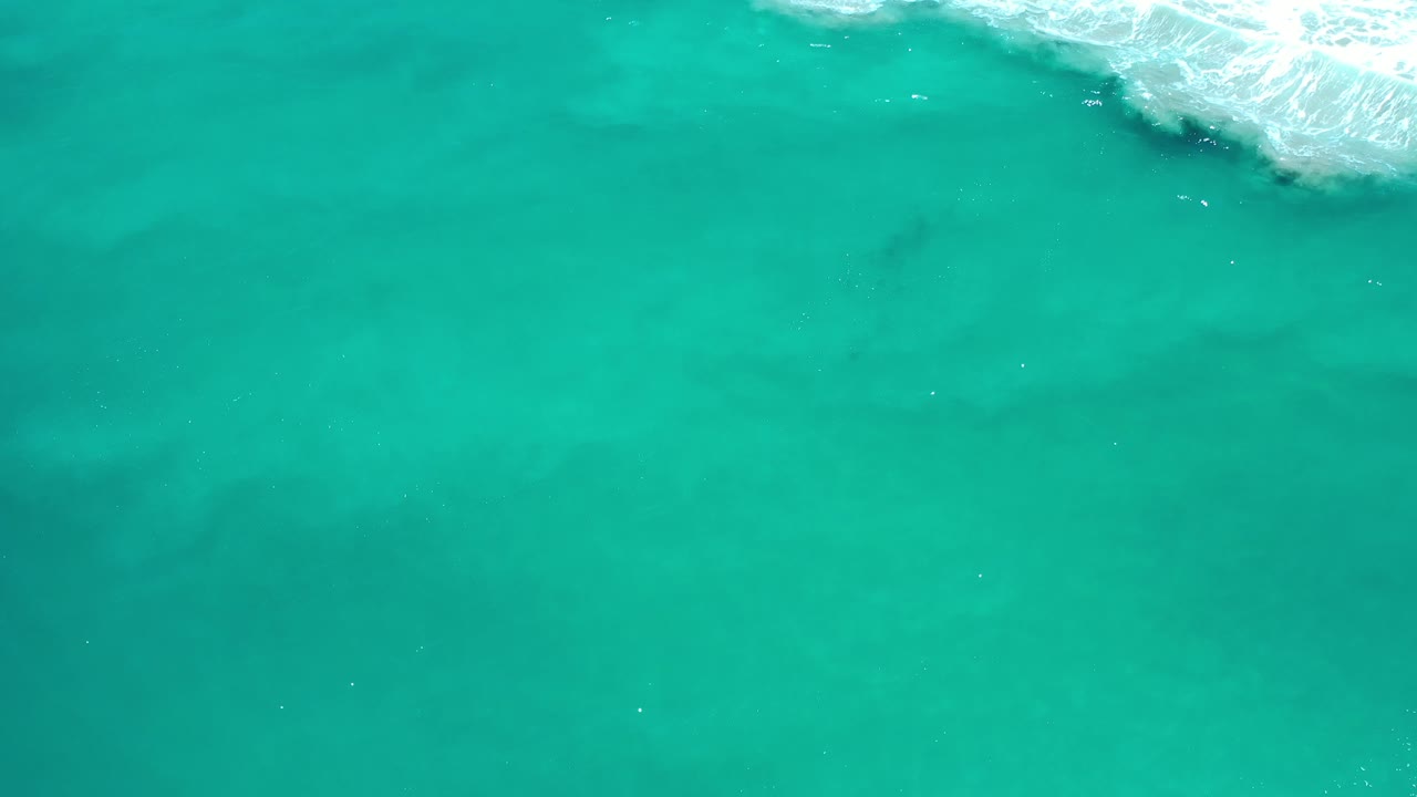 Open turquoise water with surf foam crossing the upper right corner.
