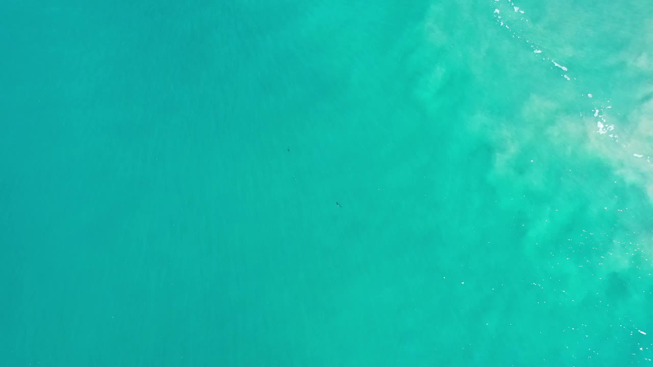 Aerial view of green-blue Los Cabos seawater with a broad pale underwater patch near the upper right and no visible people.