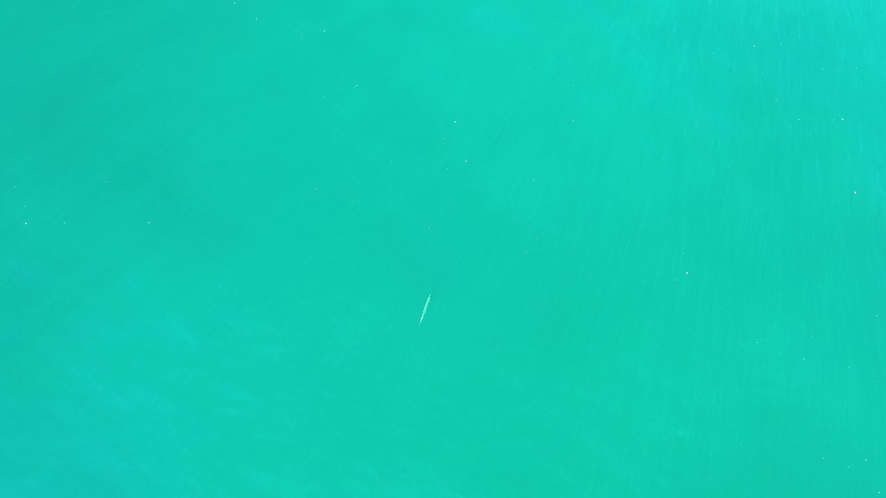 Turquoise coastal water with one pale object floating