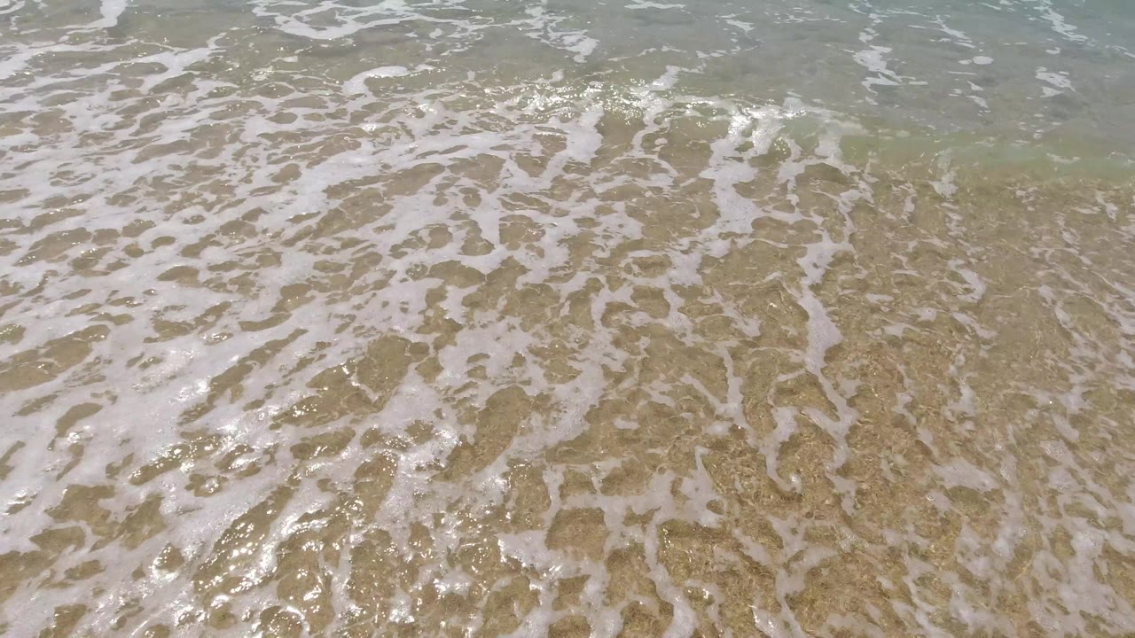 Thin surf foam over sandy water