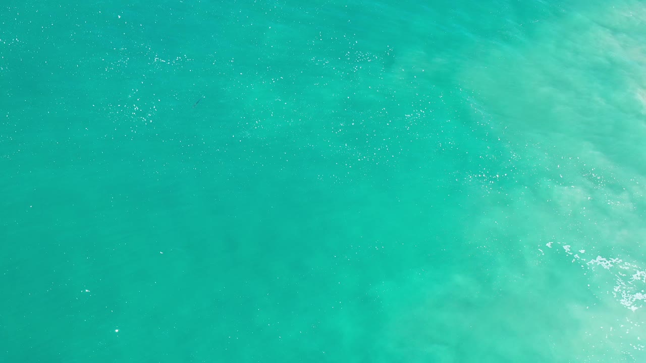 Turquoise sea surface with foam returning on the right side