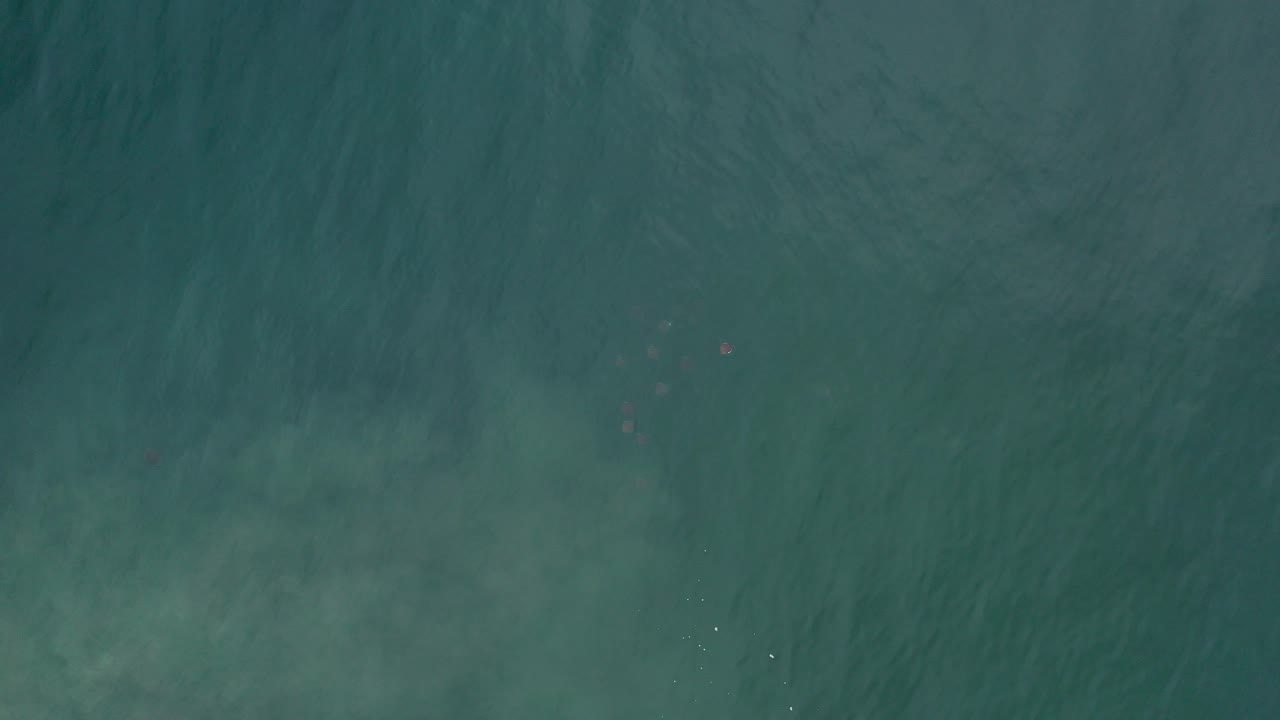 Overhead green water with darker underwater streaks