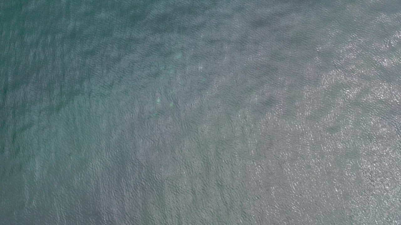 Overhead view of blue-green ocean water in Los Cabos, Mexico, with fine ripples, pale sun reflections, and no visible people.