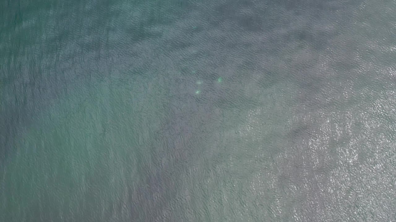 Blue-green sea surface in Los Cabos, Mexico, seen from above with a brighter patch of reflected light near the lower center and no visible people.